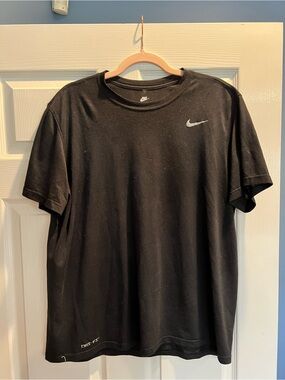 Nike Black & Blue Short Sleeve Athletic Tee with Gray Swoosh